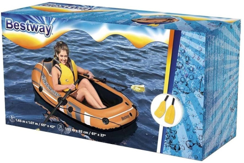 Човен надувний BestWay 61135 «Hydro Force Kondor Elite 1000 Raft» (29*96*162 см, гребний, одномісний, трикамерний, надувне дно, до 80 кг) фото 5
