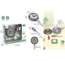 Пательня A 1015-4 розмір: 26.7х16х6.4 см, продукти змінюють колір, звук смаження, підсвічування, харчові продукти, кухонна лопатка, тарілка, скля