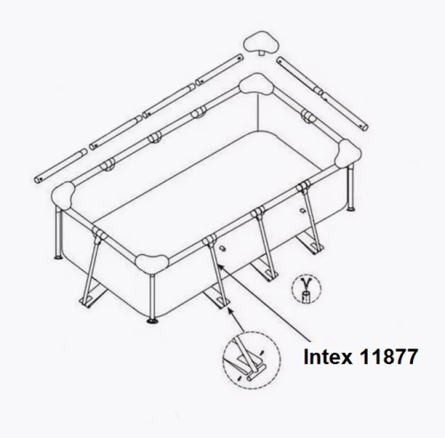 Балка Intex 11877 (горизонтальна, тип: «T», ↔580 мм, Ø30/32.5 мм, до каркасних прямокутних басейнів серії Rectangular Metal Frame ▭260*160*65 см) фото 3