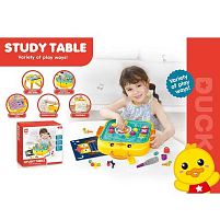 Ігровий столик 820 мозаїка, дошка пиши-витирай, болтики, викрутка, геометричний сортер, пазл, годинник, цифри й математичні знаки, в коробці