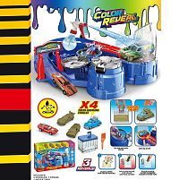 Автомийка SK 773 S 4 металопластикові машинки, змінюють колір, рухливі елементи, пульверизатор, піпетка для водички, в коробці