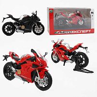 Мотоцикл BG 32-120 "Мото Експерт", 2 кольори, металопластик, масштаб 1:12, прогумовані колеса, підсвічування, звук, амортизація, платформа, в к
