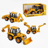 Спецтехніка 8108-1 екскаватор-навантажувач, рухомі деталі, інерція, підсвічування, звукові ефекти, гумові колеса, в коробці