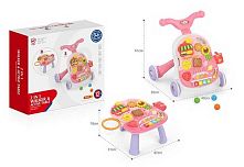 Музична каталка НЕ 0815 2в1, інтерактивний столик, підсвічування, музичне піаніно, сортер, баскетбольна сітка, у коробці