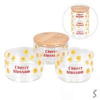 Банка з бамбуковою кришкою 3шт/наб d10см Stenson R35356-M