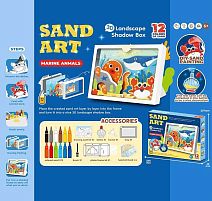 Малюй піском QS 071 12 кольорів піску, 6 картинок, 3-D картинка, таця, картонна рамочка, щітка, в коробці