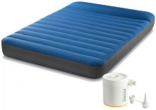 Надувний матрац Intex 64012 «Camping Mattress» (22*137*191 см, 27 см з підголовником, півторамісний, зовнішній USB-електронасос, до 272 кг)