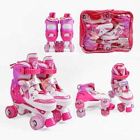 Ролики дитячі Best Roller 60210-90 М (розсувні, розмір 34-38, колеса: 4/Ø45 мм/PU, в два ряда, гальмо переднє, підсвітка, сумка)