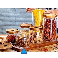 Банка з бамбуковою кришкою 550мл 10*10см Stenson (TD00979-0.55)