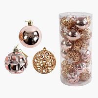 Новорічні прикраси C 67421 24 штуки, кульки, D = 4.5 см, в слюді