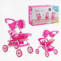 Візок для ляльок SO 6911 K металева основа, додатковий кошик, складний каптур, в коробці