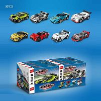 Конструктор 714416-714423 ЦІНА ЗА 8 ШТУК В БЛОЦІ, “Автомобіль”, 66-106 елементів, гумові шини, в коробці