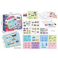 Гра з липучками 333-6 багаторазова розмальовка, 8 маркерів, в коробці