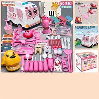 Набір лікаря 839-022 60 елементів, карета швидкої допомоги, розмір: 21х14.5х15 см, підсвічування, звук, англійською мовою, стетоскоп, інструменти