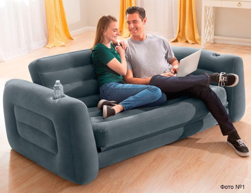 Надувний диван-трансформер 2 в 1 Intex 66552 (66*203*224 см., з двома підстаканниками, навантаження до 200 кг) фото 2