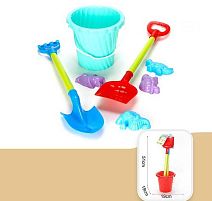 Пісочний набір JX 6852 відро, 2 лопати, 4 формочки, в сітці
