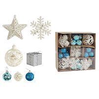 Новорічні прикраси C 67446 кульки, сніжинки, візерункові зірки, 52 штуки, діаметр 7 і 3.5 см, в коробці