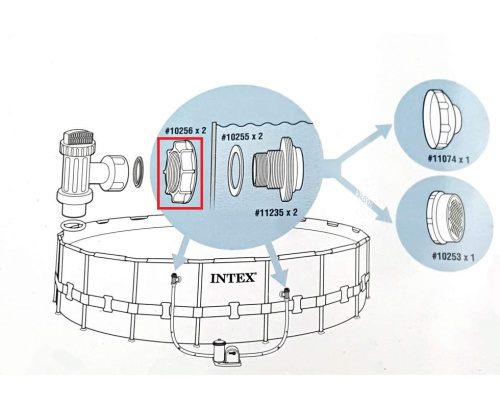 Гайка з'єднувальна Intex 10256 (до форсунки-різьбової Ø38 мм для басейну з отворами) фото 5