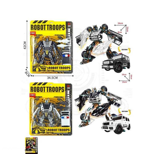 Трансформер MF 8801-1 2 види, висота робота 22см, поліцейська машина, зброя, гумові колеса, на листі