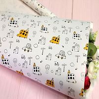 Папір пакувальний крейдований "Машинки на білому" 70*100см 10л/уп Stenson 1038БЛ