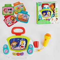 Караоке 3138 підсвічування, 4 музичні картки, веселі мелодії. звукозапис, мікрофон, в коробці