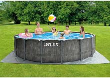 Каркасний басейн Intex 26742 (122*457 см., об'єм: 16805 л., картриджний фільтр-насос 3785 л/год, драбина, тент, підстилка, серія: Prism Frame)