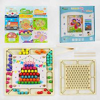 Мозаїка дерев’яна C 60413 10 трафаретів, 8 кольорів намистин, в коробці