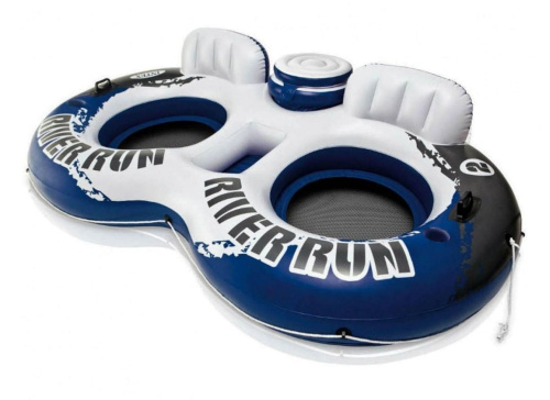 Крісло-коло надувне для плавання Intex 58837 «River Run» (157*243 см, двомісне, терморез., підскл., спинка, ручки, трос, сітка на дні, 10+, до 150 кг) фото 2