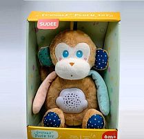 Нічник D 1037 "Мавпочка", підсвічування, проєкція зоряного неба, звуки, мелодії, регулювання гучності, в коробці