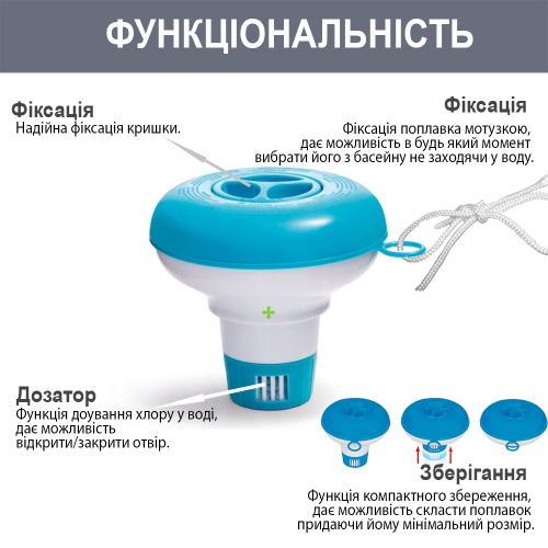 Поплавець-дозатор хімії для басейну Intex 29040 (Mini, для таблеток Ø2.5 см) фото 4