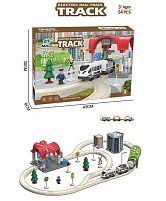 Залізниця AU 5667 63 елементи, 2 локомотиви, вагон, довжина потяга: 32 см, підсвічування, звуки, станція, тунель, елементи колії, аксесуари, в ко