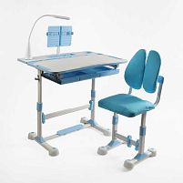 Парта дитяча зі стільчиком S-71400 колір синій, регульована висота та нахил, з лампою, в коробці