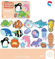 Магнітні пазли C 73800 “Морські мешканці”, назви англ. мовою, 30 елементів, в коробці