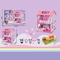 Будиночок з героями YQ 561 розміри будиночка: 31,5х31х40 см, 2 поверхи, меблі, 5 фігурок героїв, муляжі продуктів, в коробці