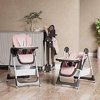 Стільчик для годування Toti S-19225 мягкий чохол PU, 4 колеса, з’ємний столик, корзинка, в коробці