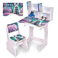 Дитяча парта-трансформер Bambi N 2071-1-7 (регульована висота, стільчик, надбудова для книг, ящик під стільницею для канцтоварів)