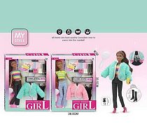 Лялька WX 257-3 2 види, 30 см, аксесуари, гребінець, сумочка, шарнірні суглоби, знімний одяг, прошите волосся, в коробці