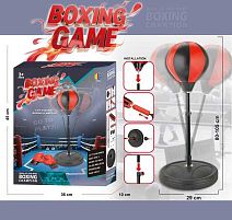 Боксерський набір X-Toys JB 1006 (на стійці, висота: 80-105 см, груша Ø23 см, рукавички, основа заповнюється водою або піском, чорний з червоним)