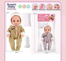 Пупс WD 2326-1 AB 2 види, висота 31 см, музичний чіп, звуки, заплющує очі, п’є, “ходить” на горщик, знімний одяг, рухомі кінцівки, аксесуари,