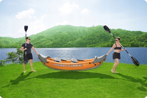 Каяк надувний двомісний (байдарка) BestWay 65077 Lite-Rapid X2 Kayak (88*321 см., навантаження до 160 кг., весла, насос, помаранчевий) фото 23