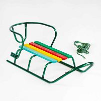 Санки "ЛЮКС КЛАСИК"-БЕЗ РУЧКИ круглі полози колір зелений, спинка