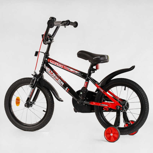 Велосипед 16" дюймів 2-х колесний CORSO “STRIKER" EX-16128 (1)  ручне гальмо, дзвіночок, дод. колеса, ЗІБРАНИЙ НА 75%   фото 3