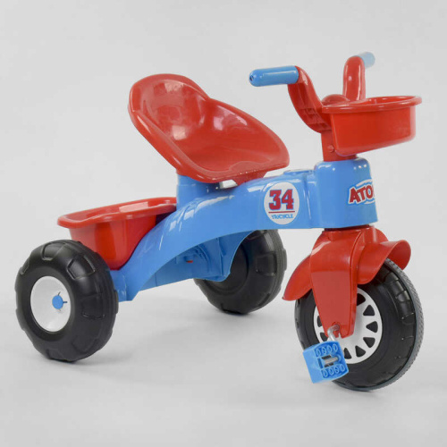 Велосипед дитячий триколісний Pilsan 07-169 (1) колір КРАСНО-СИНІЙ, пластикові колеса з порізненою накладкою, кошик, багажник, в коробці фото 3