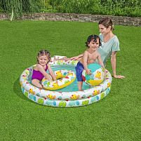 Дитячий надувний басейн «Рибки» BestWay 51124 (20*112 см., об'єм: 137 л., з м'ячиком та колом)