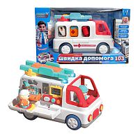 Музична машинка 46349 "WToys", ОЗВУЧУВАННЯ УКРАЇНСЬКОЮ МОВОЮ, "Швидка допомога", пісні, цікаві факти, віршики, підсвічування, сирена, 2 фігурки: