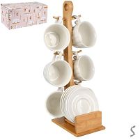 Чашки на бамбуковій підставці 12пр/наб 180мл (6чашок, 6блюдець) Stenson R37341