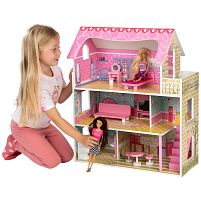 Будиночок для ляльок Bambi TX1055 (29*60*70 см, дерево, 3 поверхи, вітальня, ванна, кухня, спальня, а також балкон, меблі)