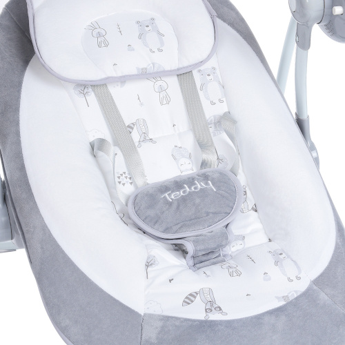 Крісло-гойдалка для немовлят з електро-заколисуванням El Camino ME 1075 TEDDY Gray Animals (механізм гойдання: маятник) фото 5