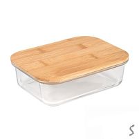 Контейнер скло з бамбуковою кришкою "Rectangle" 15*11*5см 370мл Stenson R36331-S