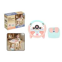 Кермо 2192 E-70 Штрих = 92439 колір РОЖЕВИЙ, звукові ефекти, озвучування англійською, веселі мелодії, підсвічування, педалі гальма та газу, присо